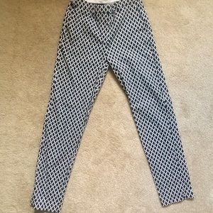 H&M Navy & White Diamond Print Work Pants